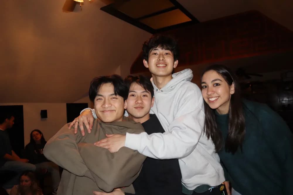 Four brothers hugging