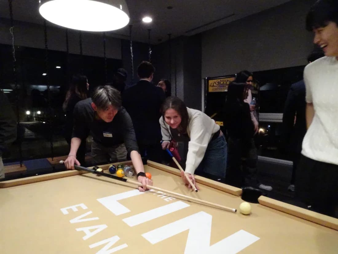 Brothers playing pool